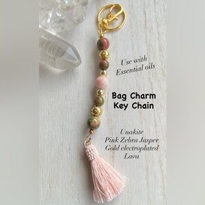 Hand Crafted Gemstone Bag Charm/Key Chain Combo